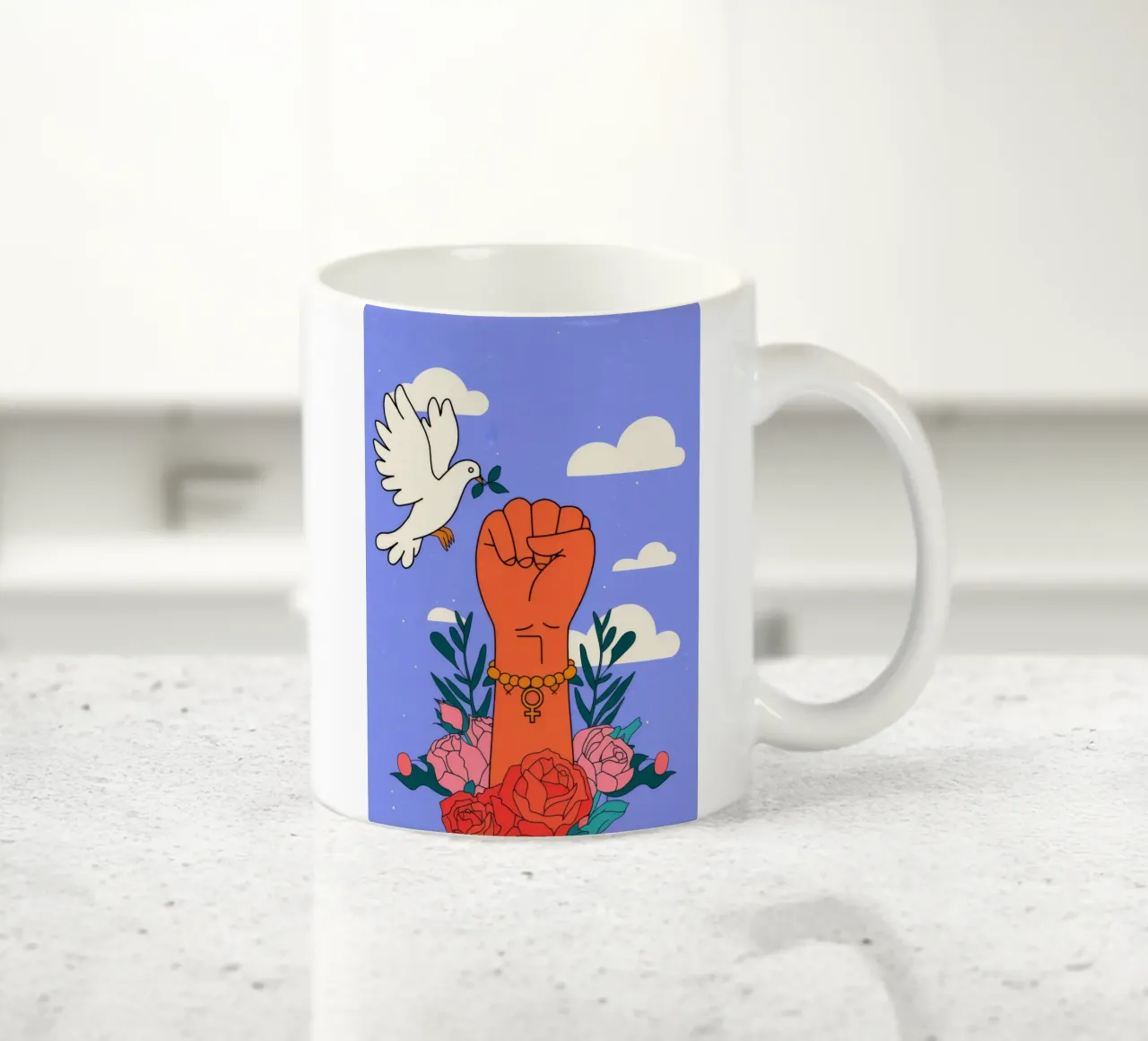 Nuvole di colomba a pugno tazza in ceramica da Demar Galleria