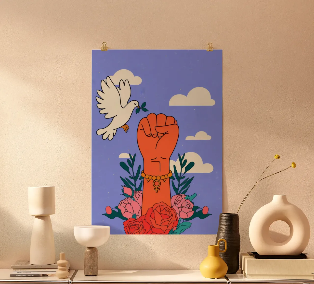 Nuvole di colomba a pugno poster da Demar Galleria