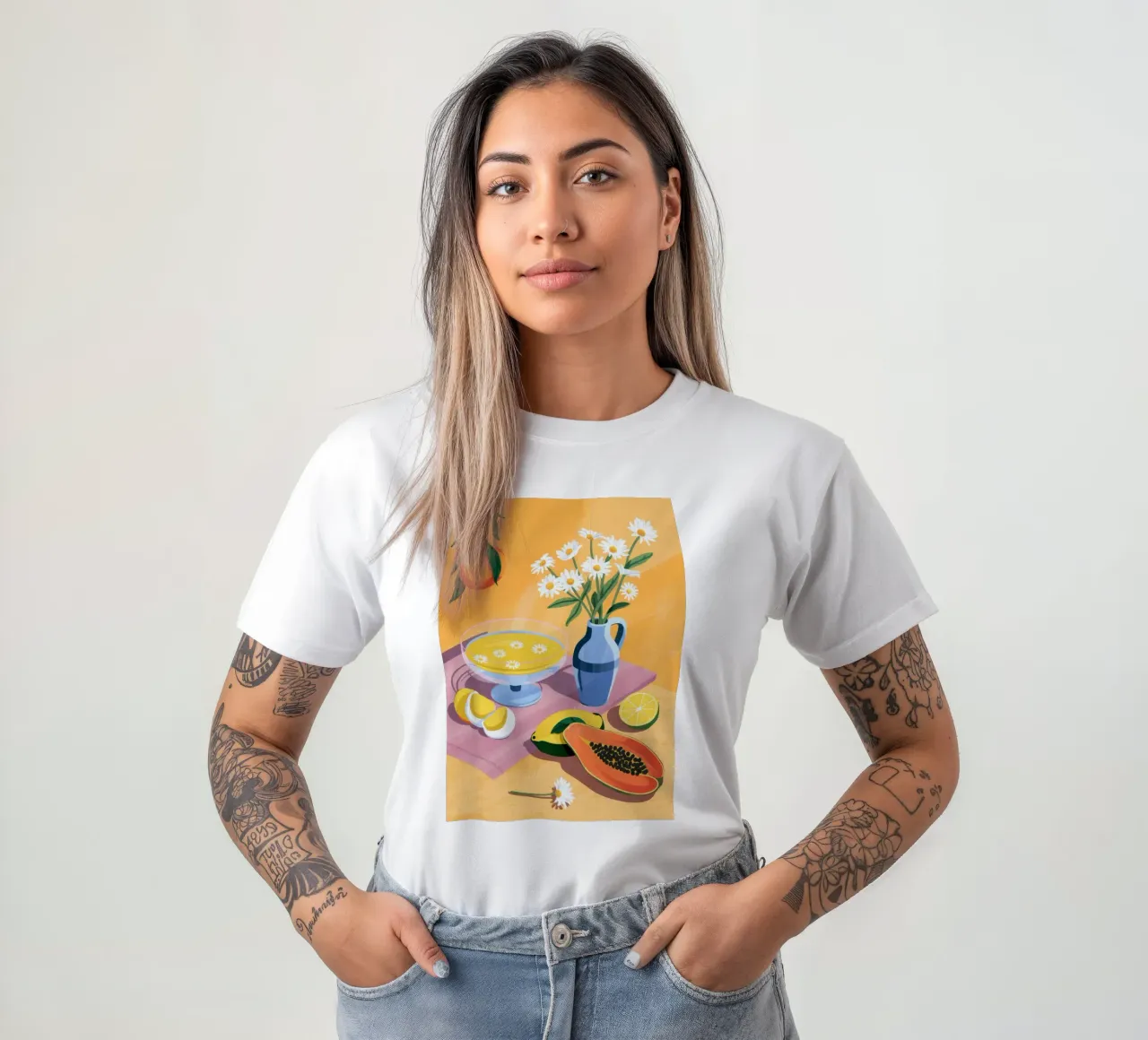 Tavolo dei fiori di frutta t-shirt da Demar Galleria
