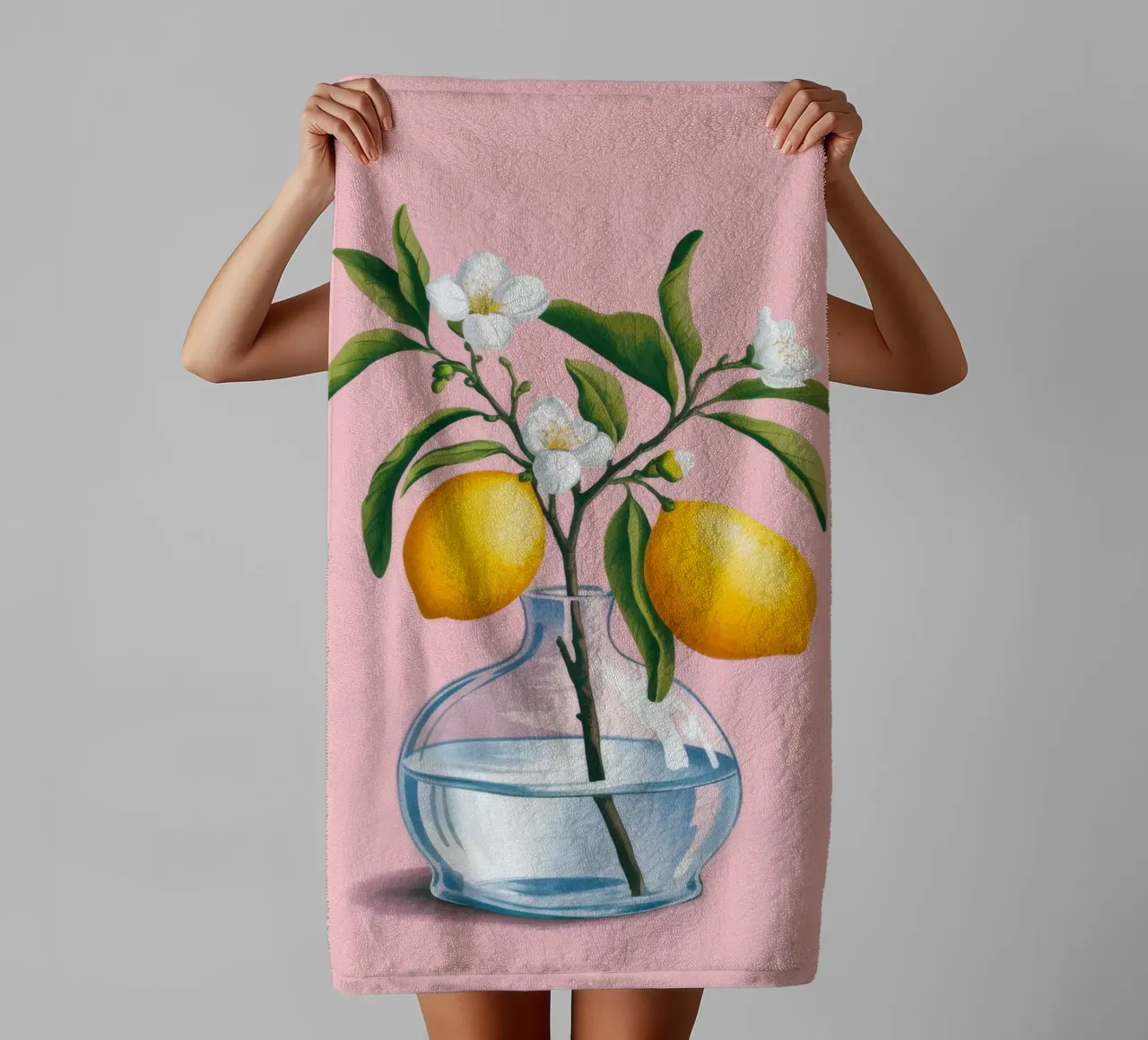 Lemon Branch Vase towel by Demar Galleria