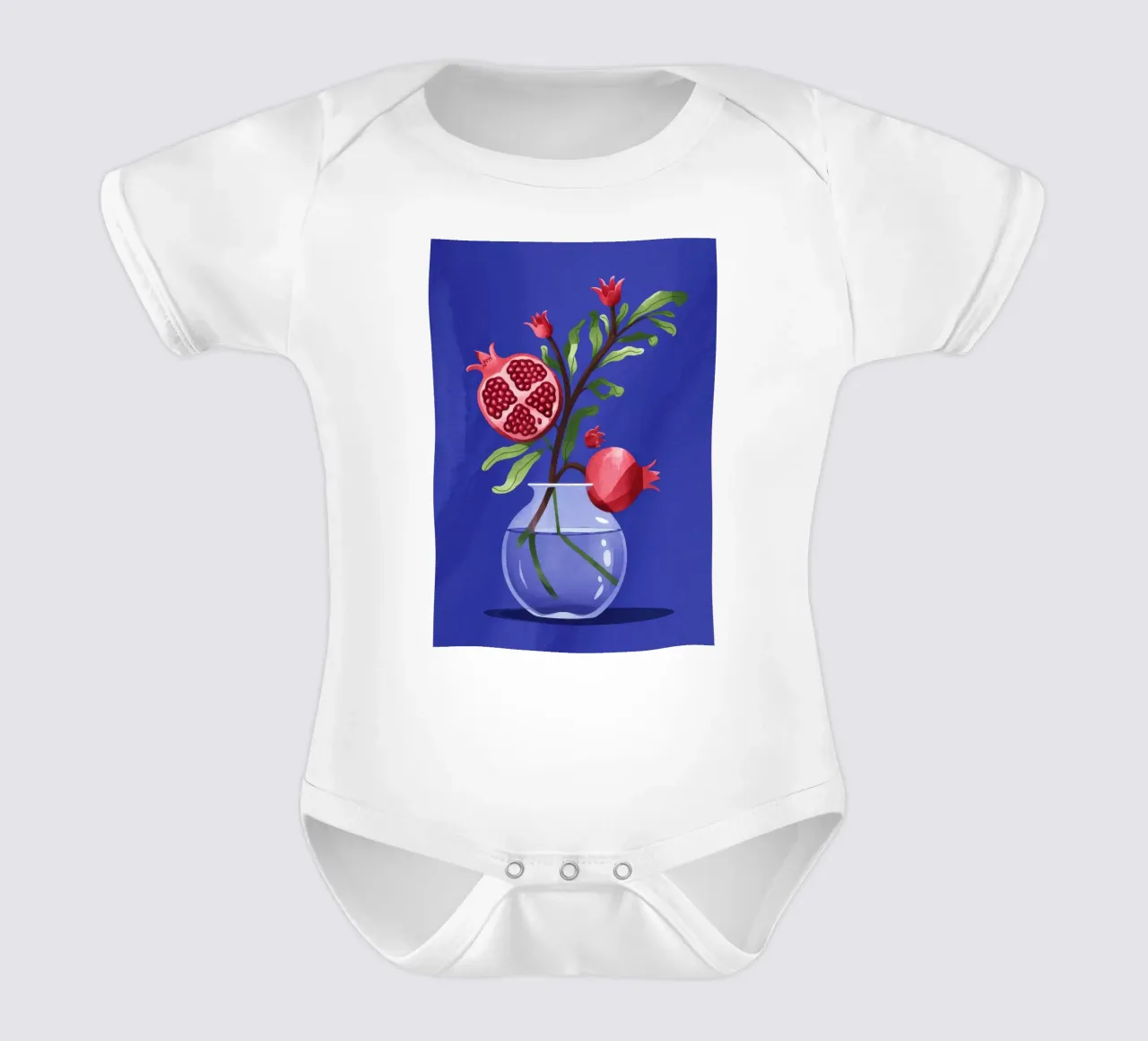 Vase mit Granatapfelzweig Kurzarm Babybody von Demar Galleria