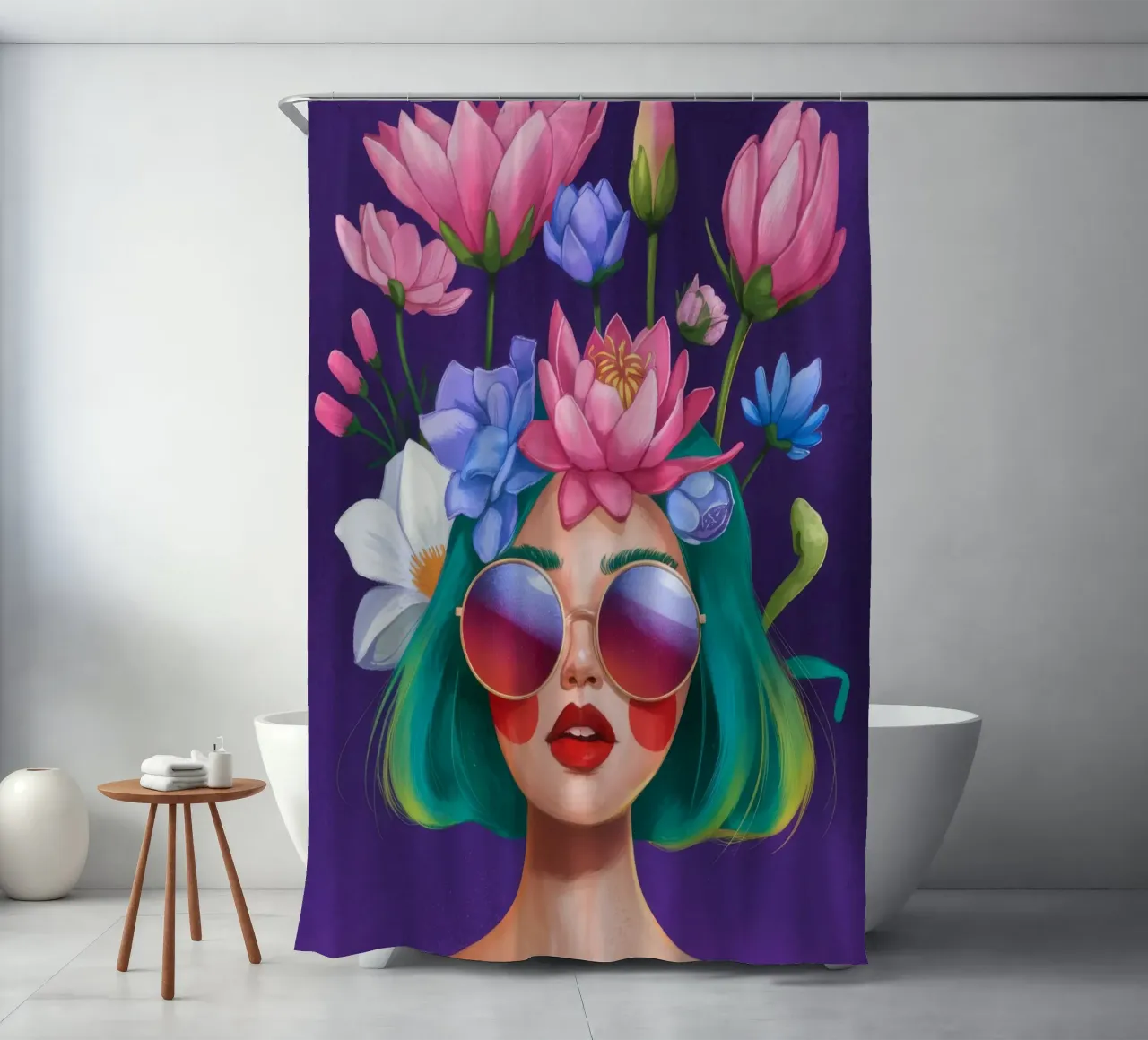Occhiali da sole con corona di fiori tenda da doccia da Demar Galleria