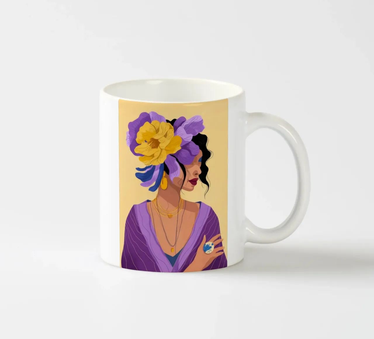 Testa di fiore giallo tazza in ceramica da Demar Galleria