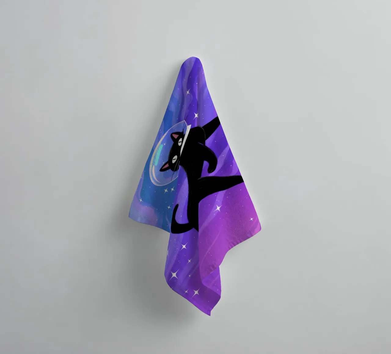Space Cat Galaxy towel by Demar Galleria