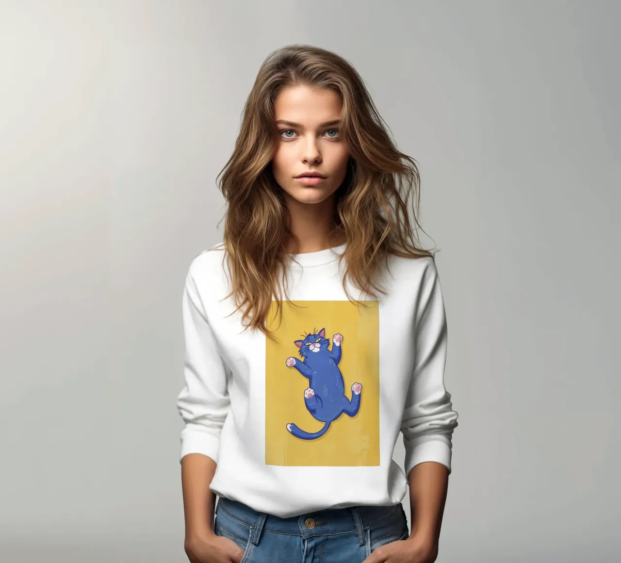 Gatto blu che fa stretching felpa da Demar Galleria