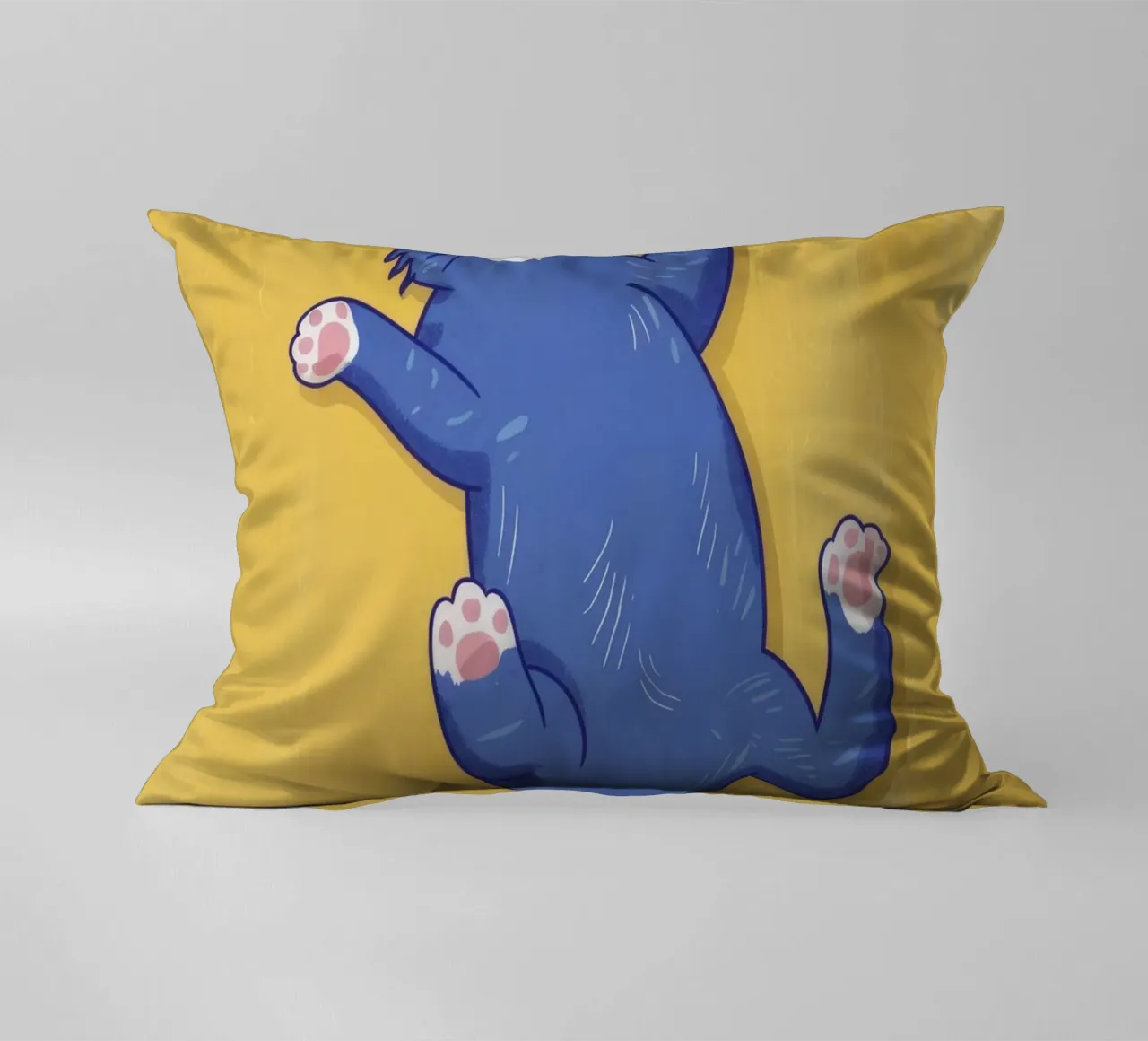 Blue Cat Stretching decorative cushion by Demar Galleria
