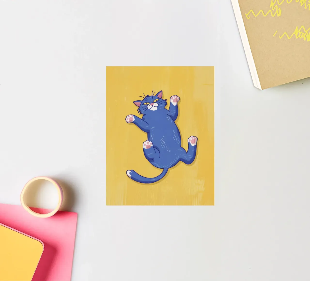 Blue Cat Stretching sticker by Demar Galleria