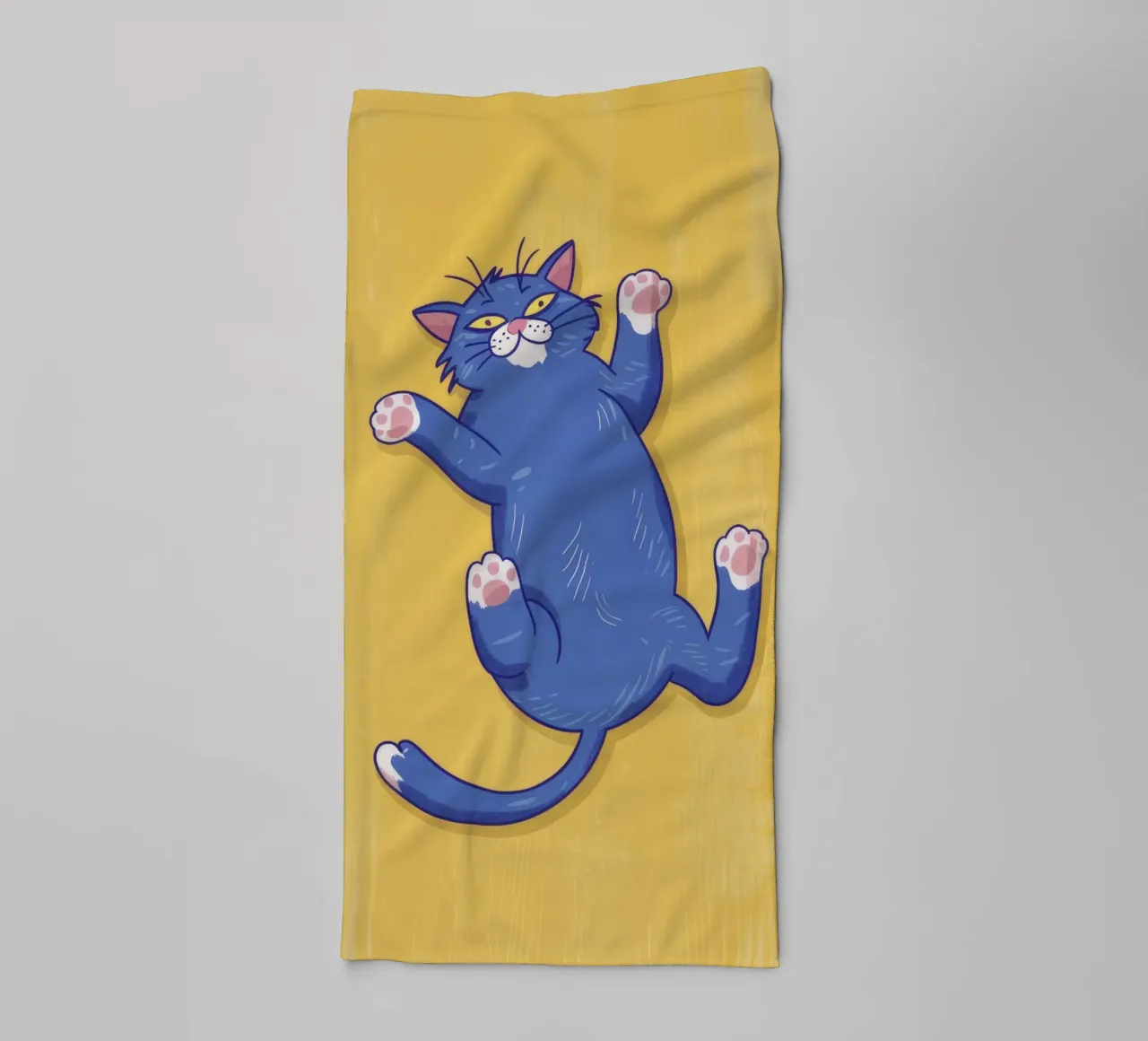 Blue Cat Stretching towel by Demar Galleria
