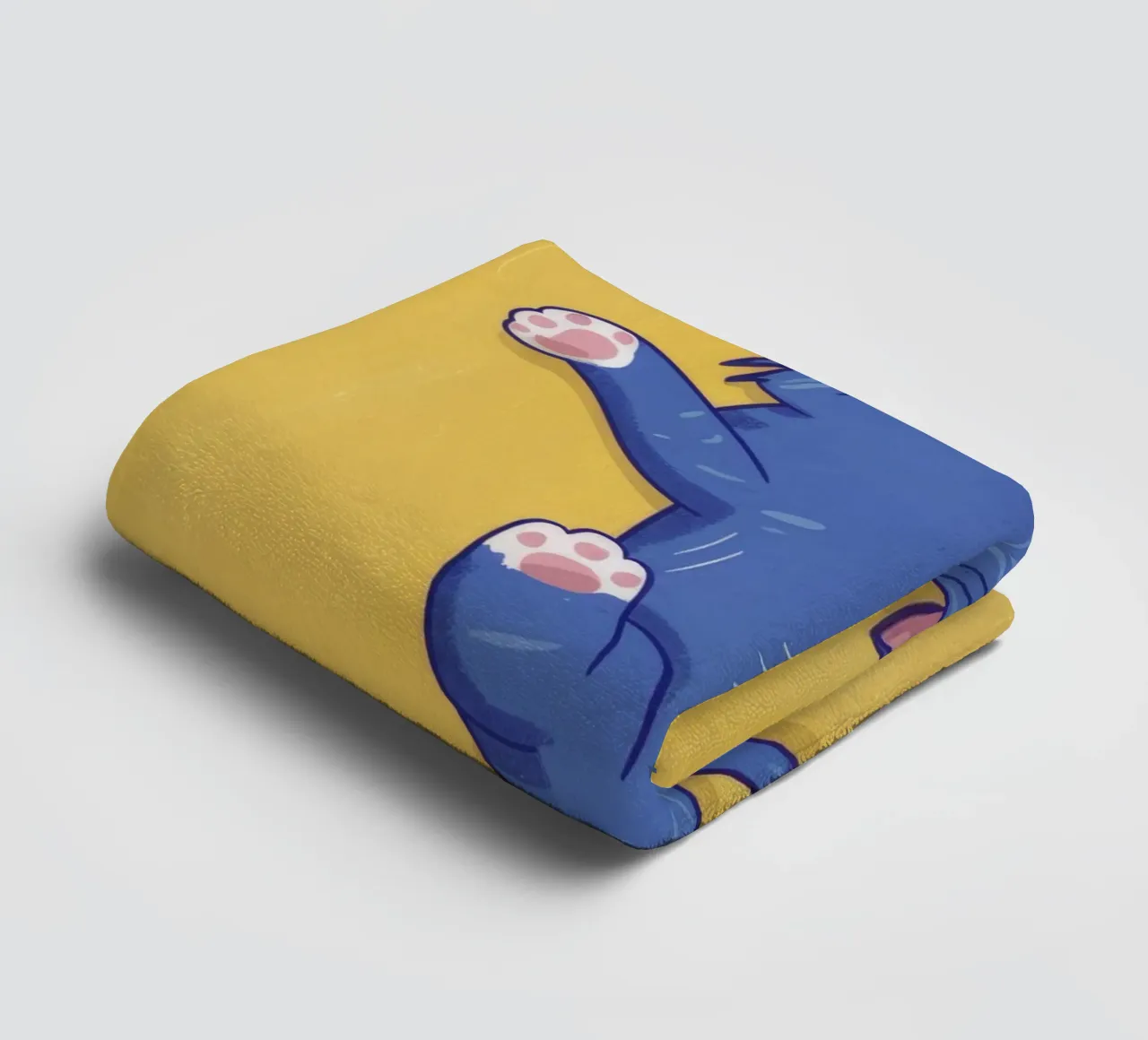 Blue Cat Stretching towel by Demar Galleria