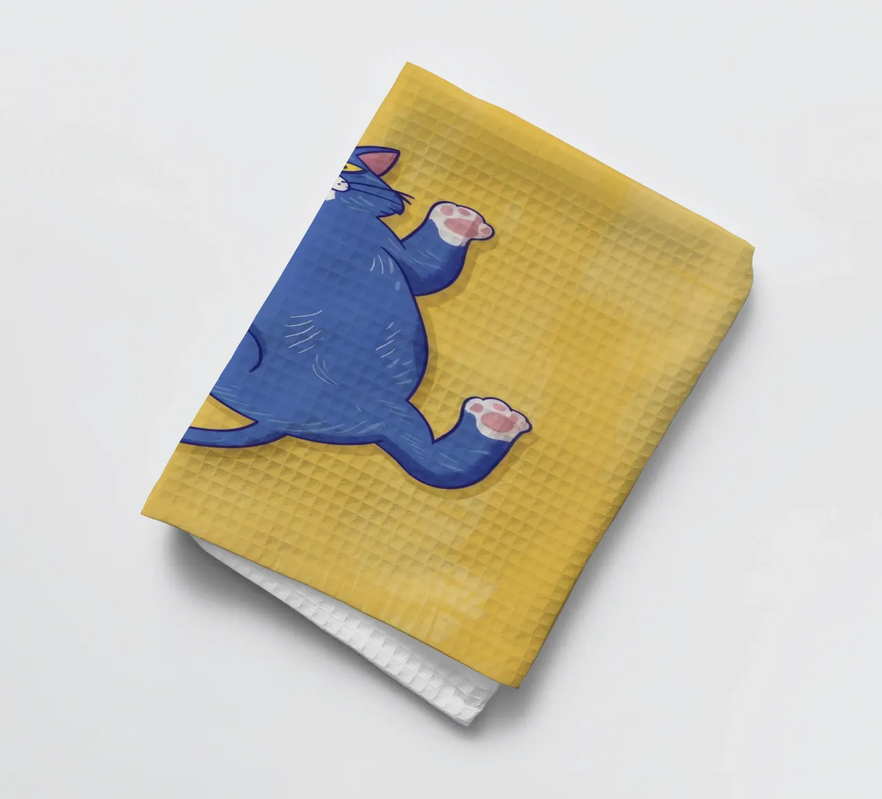 Blue Cat Stretching tea towel by Demar Galleria