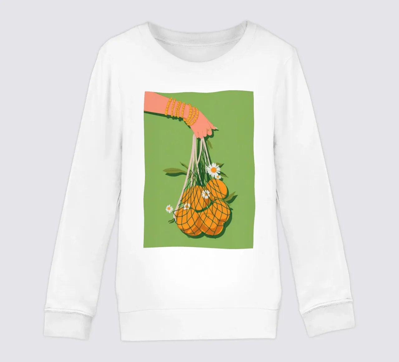 Orange Daisy Hand kids sweatshirt by Demar Galleria