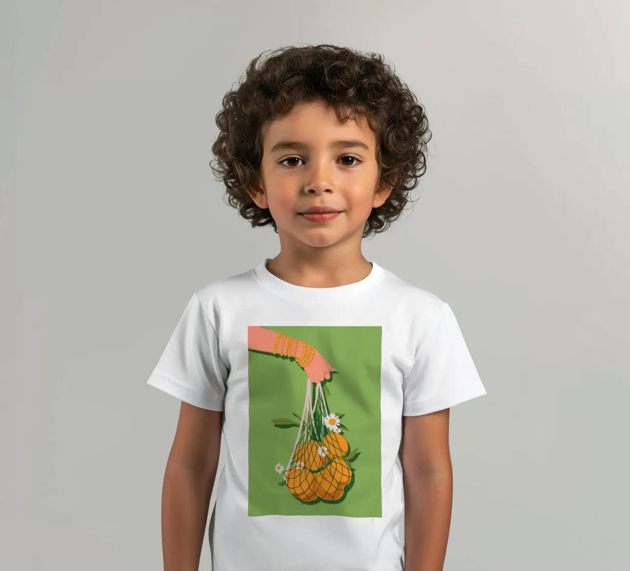 Orange Daisy Hand kids t-shirt by Demar Galleria