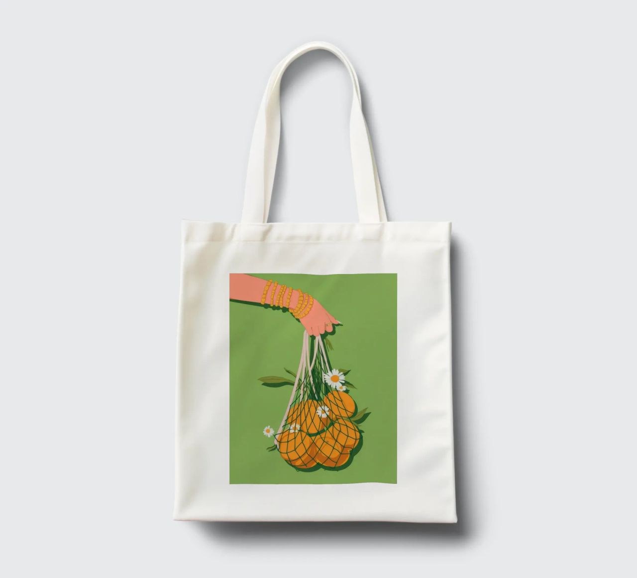 Mano di margherita arancione borsa in juta da Demar Galleria
