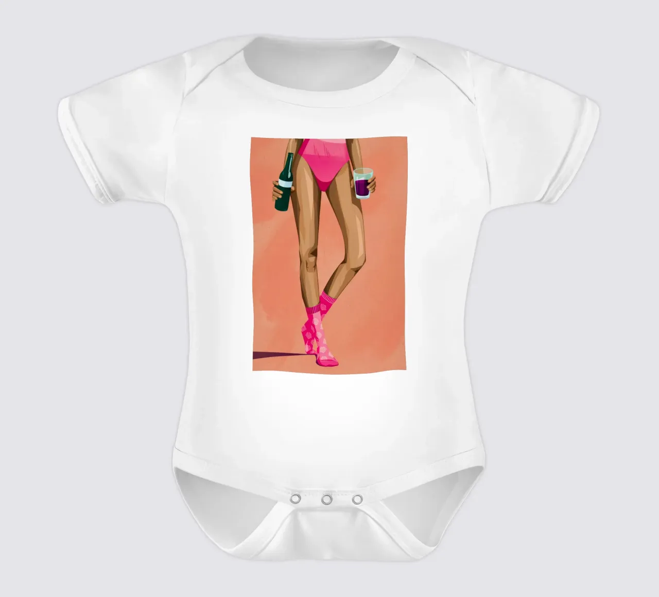 Pantaloncini rosa da bere body neonato maniche corte da Demar Galleria