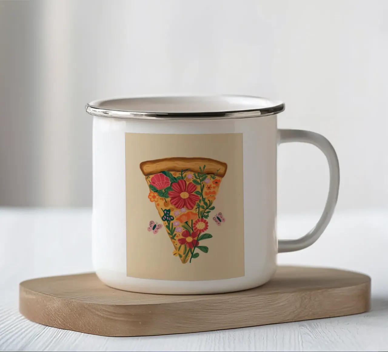 Floral Pizza Slice tazza in smalto da Demar Galleria