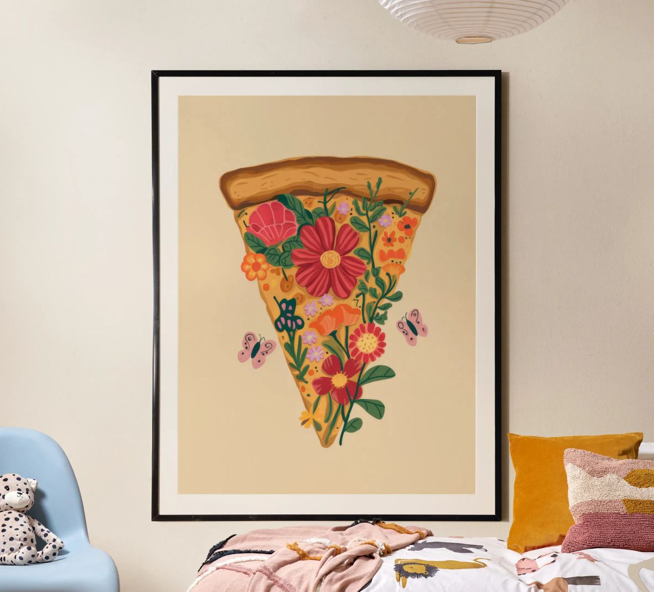 Tranche de pizza florale poster de Demar Galleria