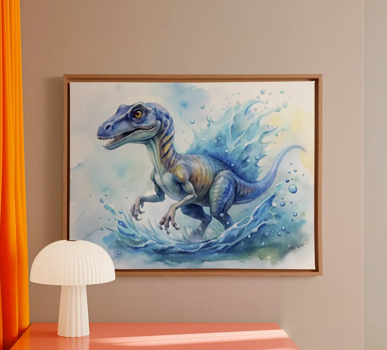 dinosauro velociraptor tela con Cornice a cassetta da 🎁 ARTVI-SHOP