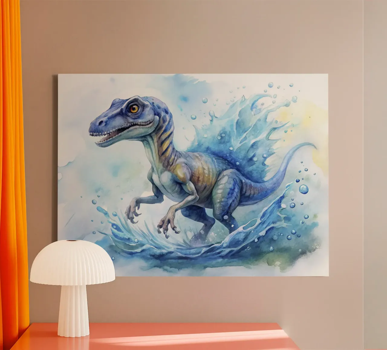 dinosauro velociraptor tela con Cornice a cassetta da 🎁 ARTVI-SHOP
