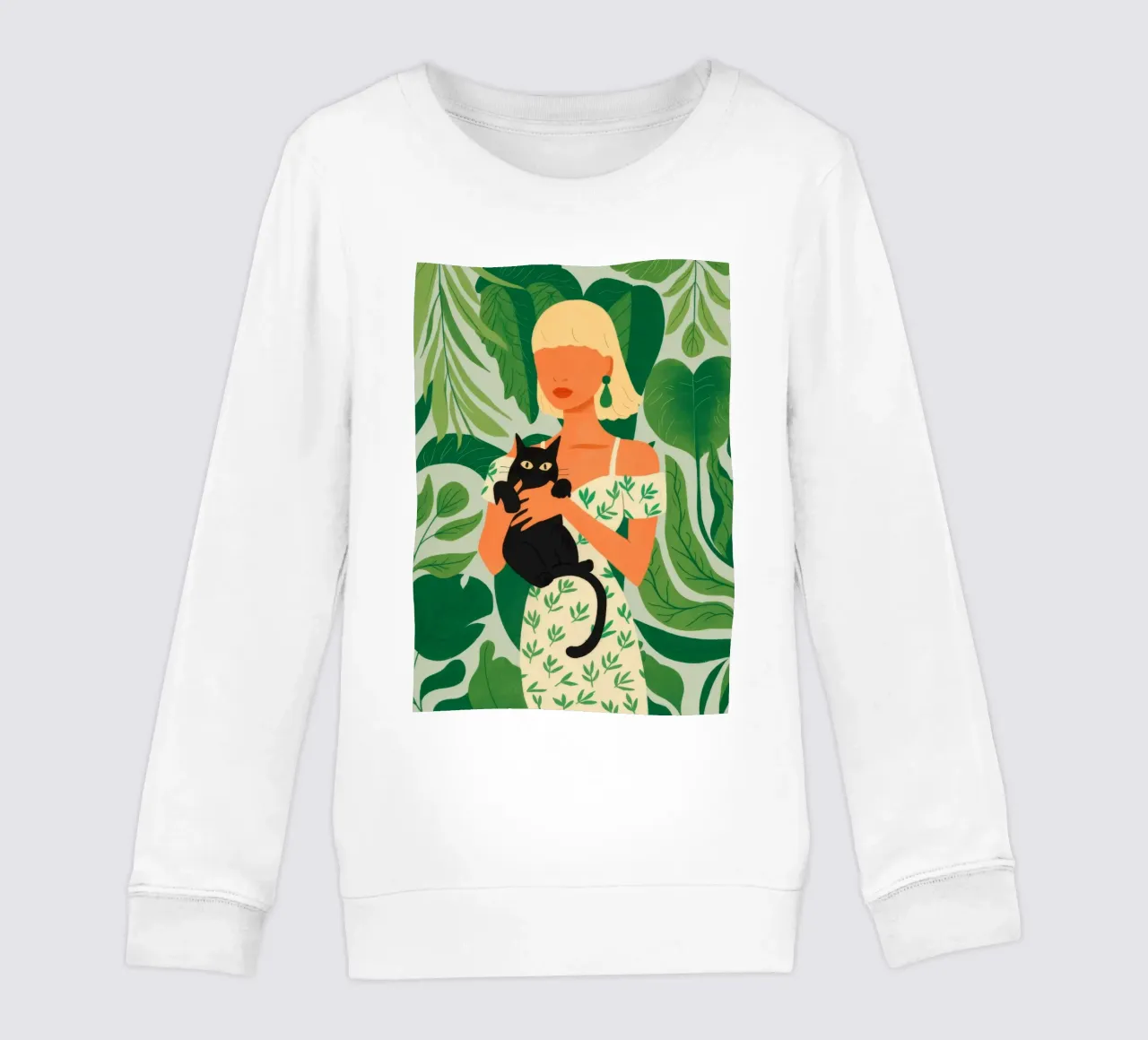Woman with Cat kids sweatshirt by Demar Galleria