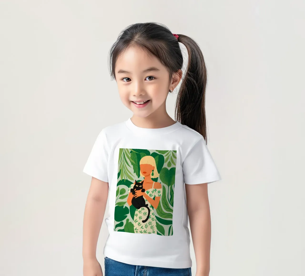 Woman with Cat kids t-shirt by Demar Galleria