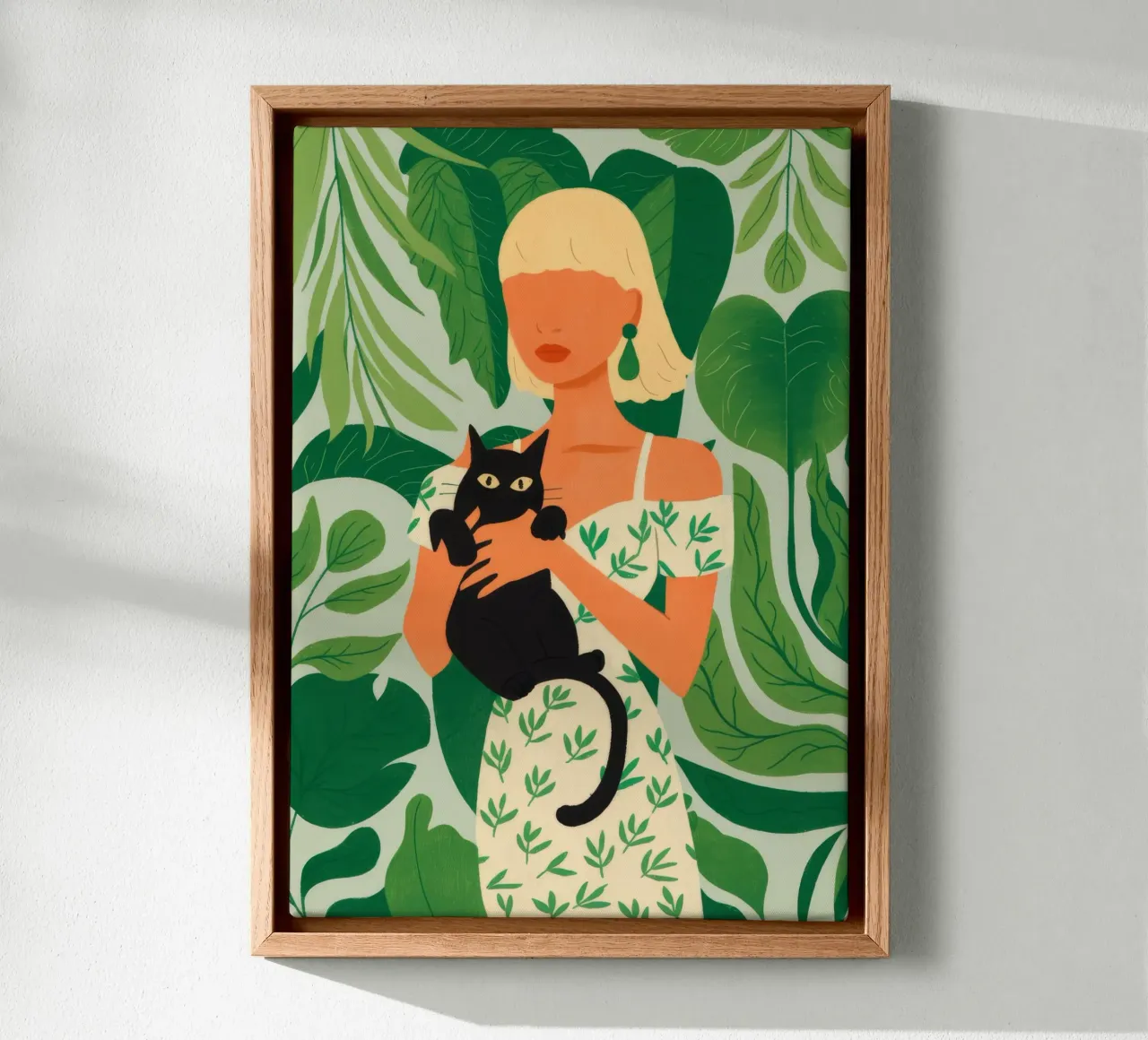 Donna con gatto tela con Cornice a cassetta da Demar Galleria