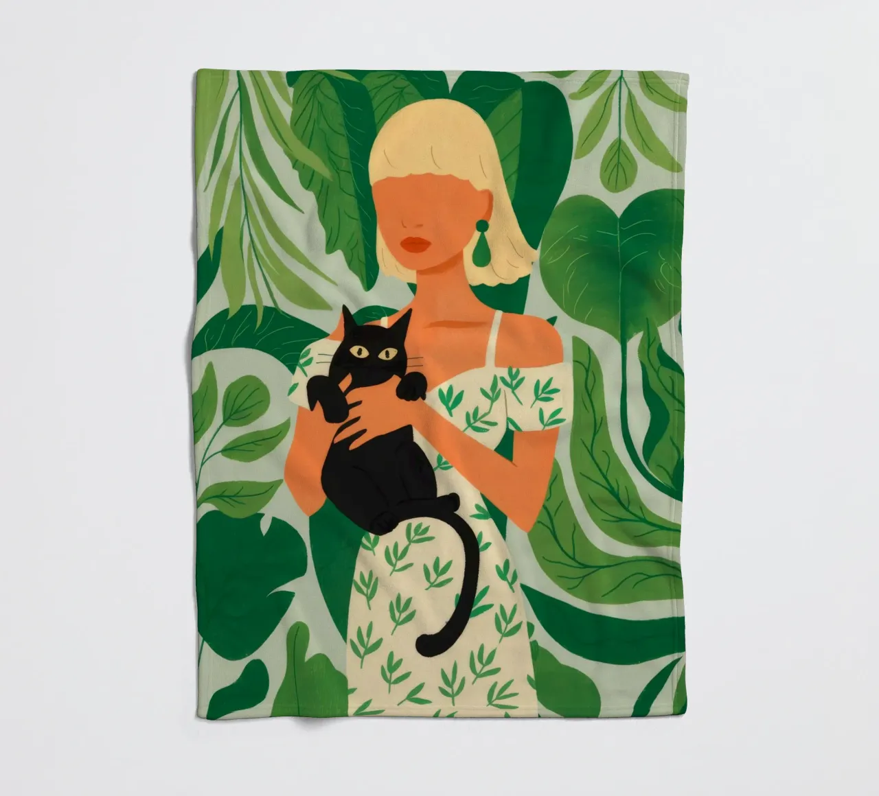 Woman with Cat fleece blanket by Demar Galleria