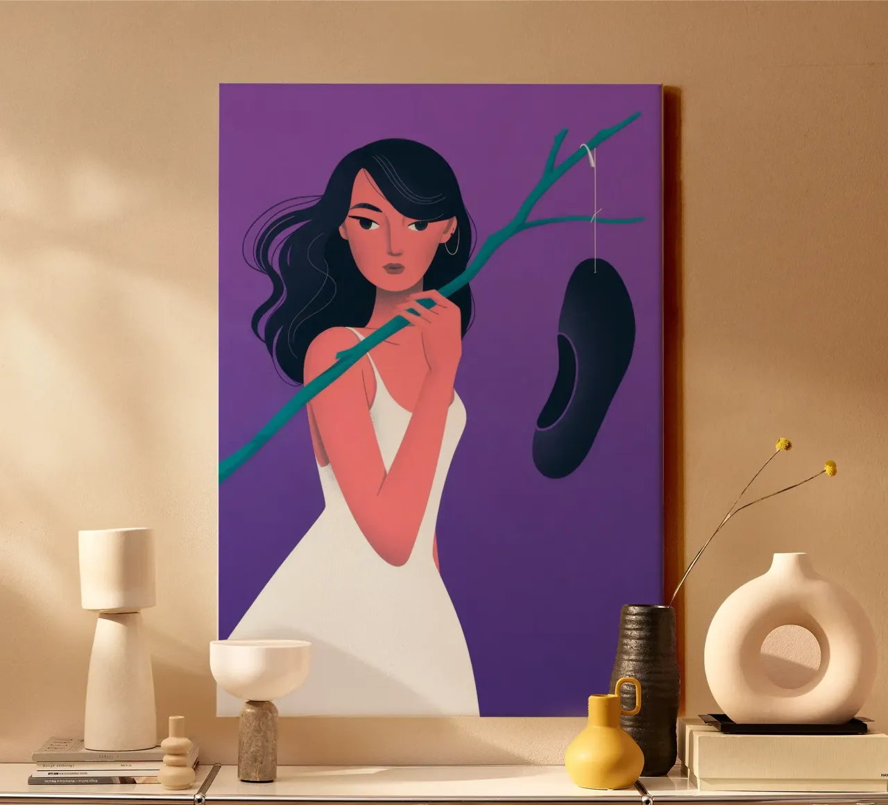 Frau mit Schuh Leinwand von Demar Galleria