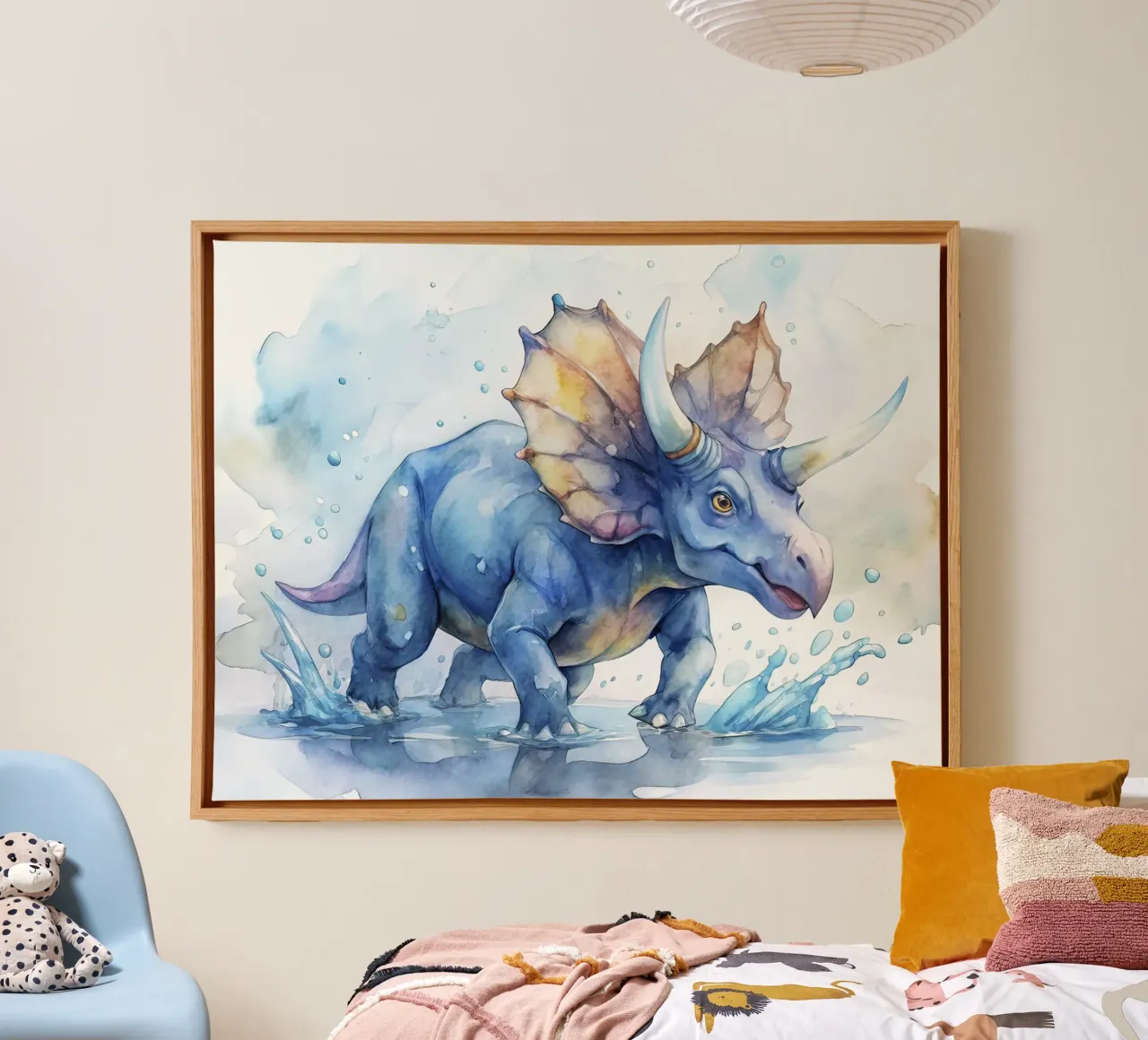 triceratops dinosaur canvas with Floater frame by 🎁 ARTVI-SHOP
