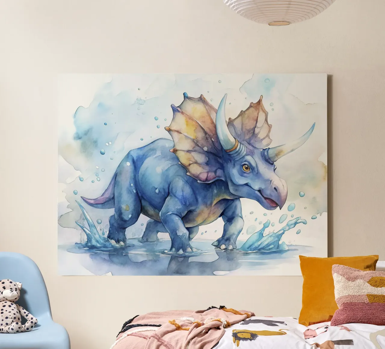 triceratops dinosaur canvas with Floater frame by 🎁 ARTVI-SHOP