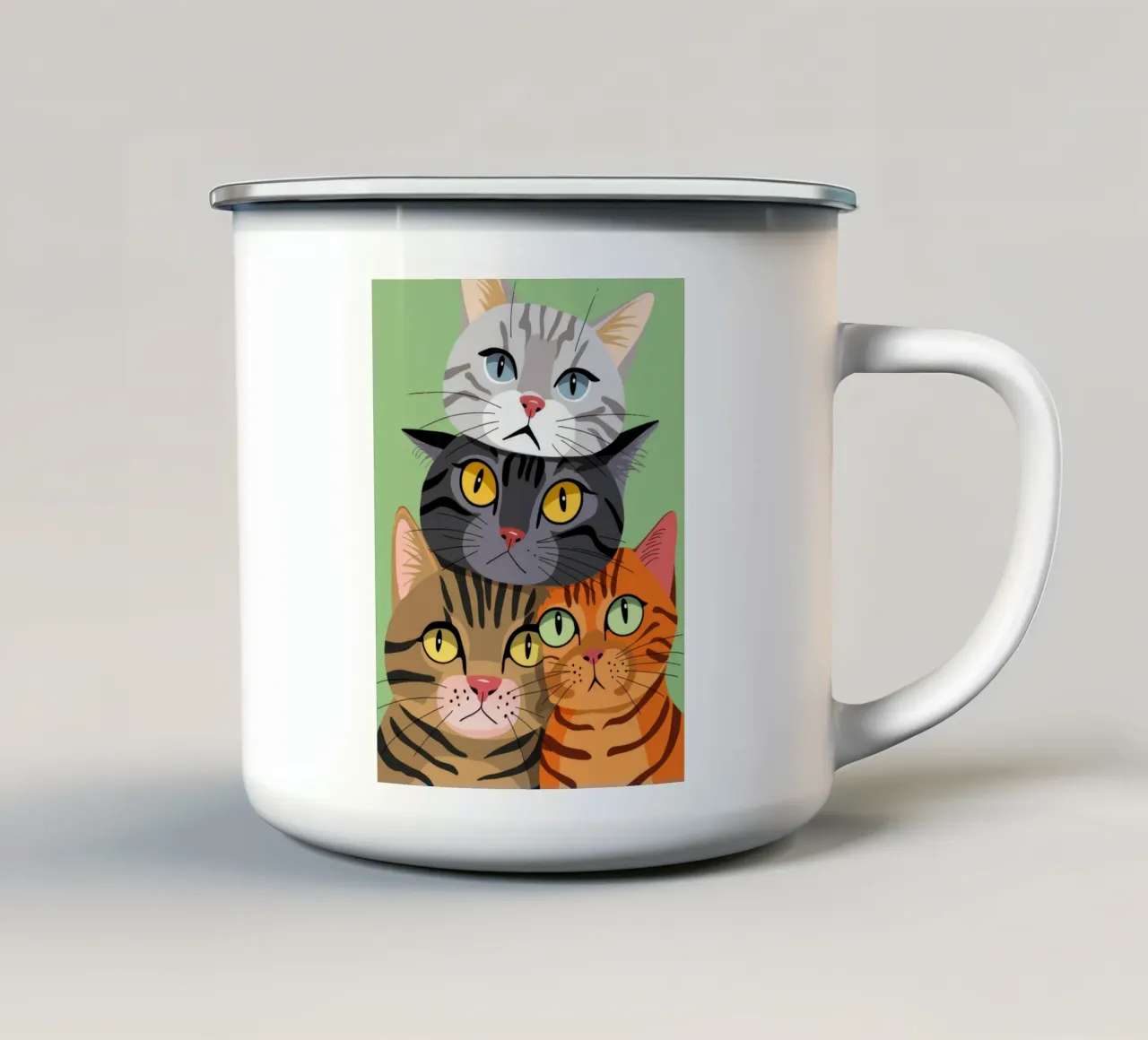 Gatti impilati tazza in smalto da Demar Galleria