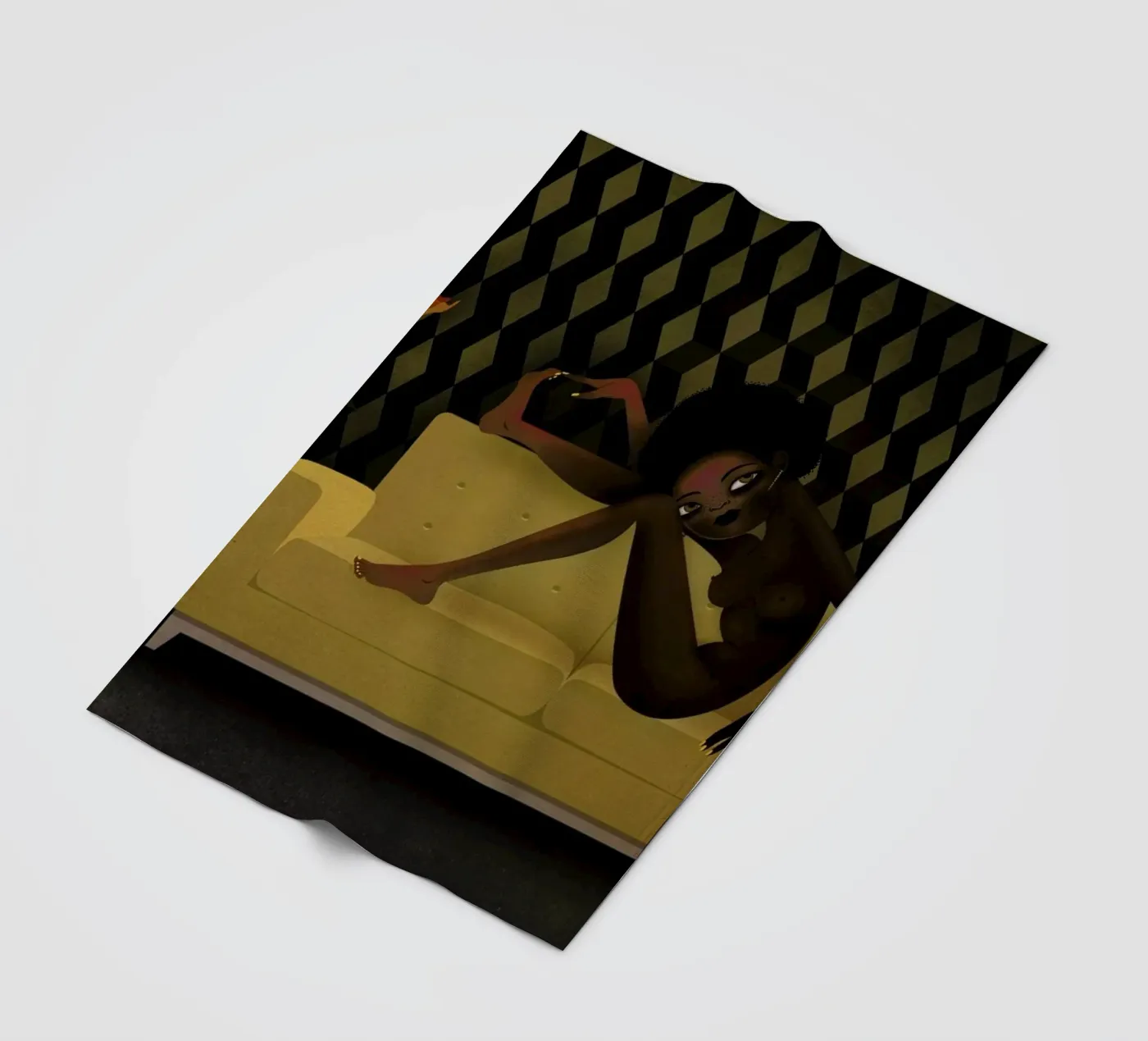 Yellow Sofa fleecedeken van Lesja Chernish