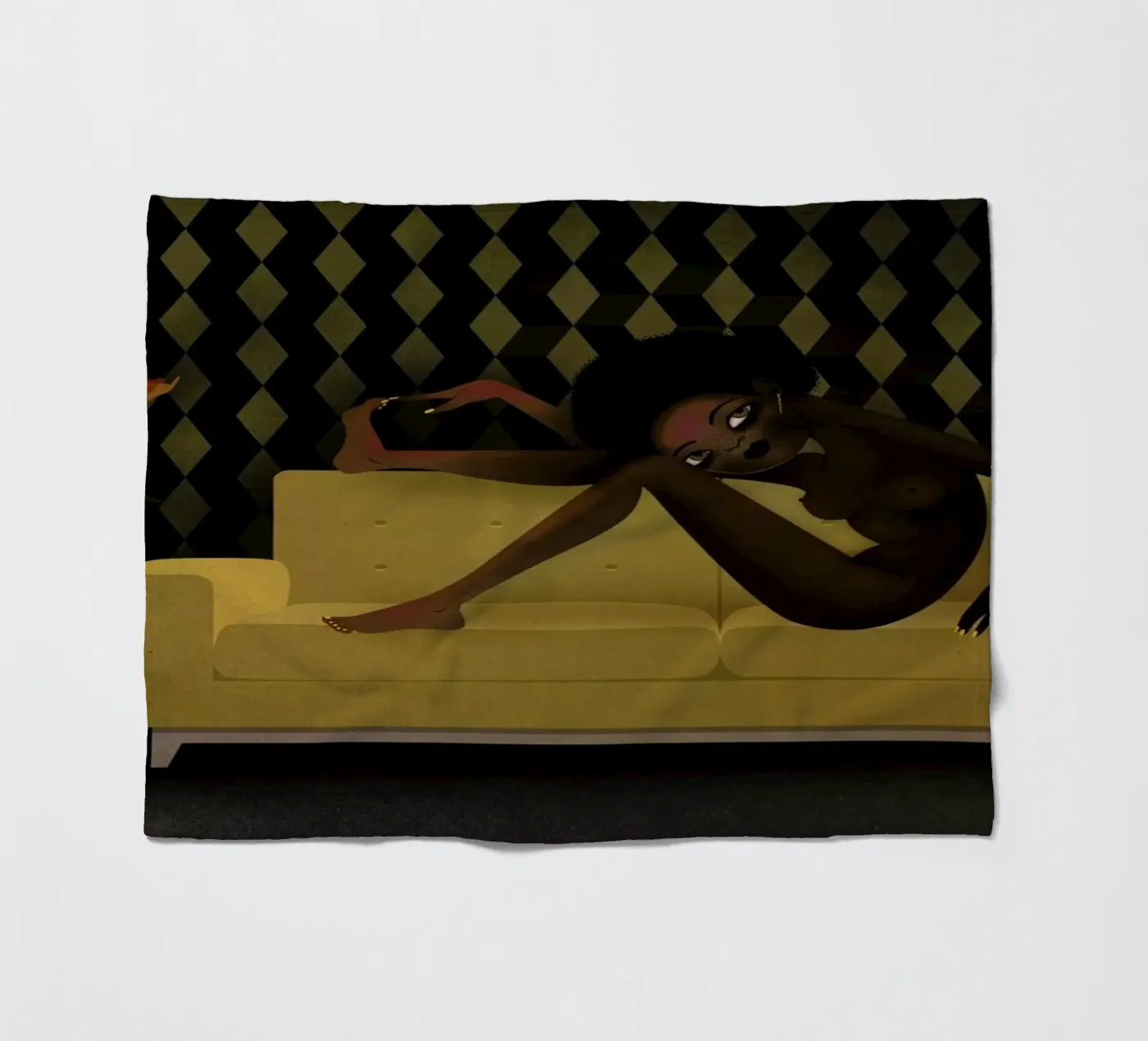 Yellow Sofa fleecedeken van Lesja Chernish