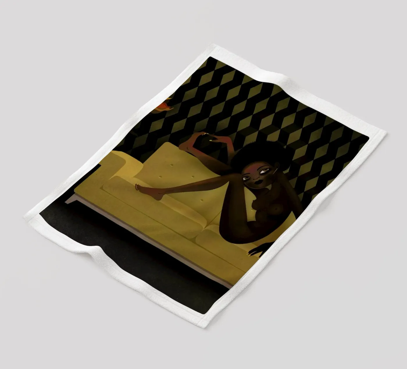 Yellow Sofa fleecedeken van Lesja Chernish