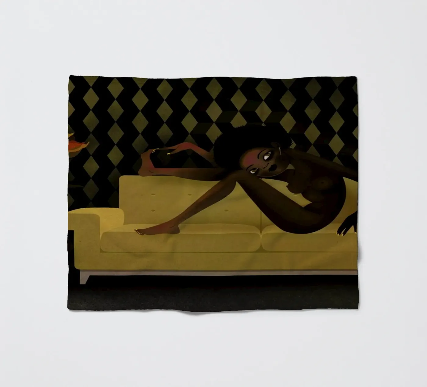 Yellow Sofa fleecedeken van Lesja Chernish