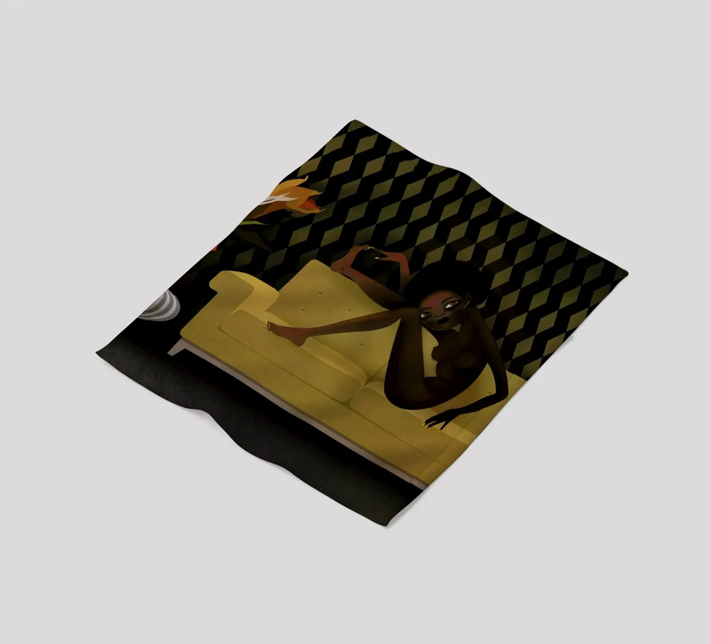 Yellow Sofa fleecedeken van Lesja Chernish