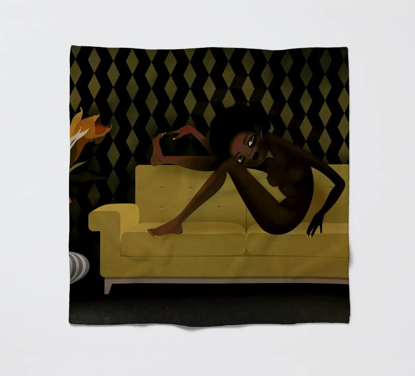 Yellow Sofa fleecedeken van Lesja Chernish