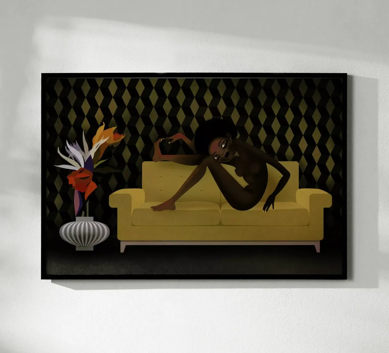 Yellow Sofa poster con telaio in plastica da Lesja Chernish