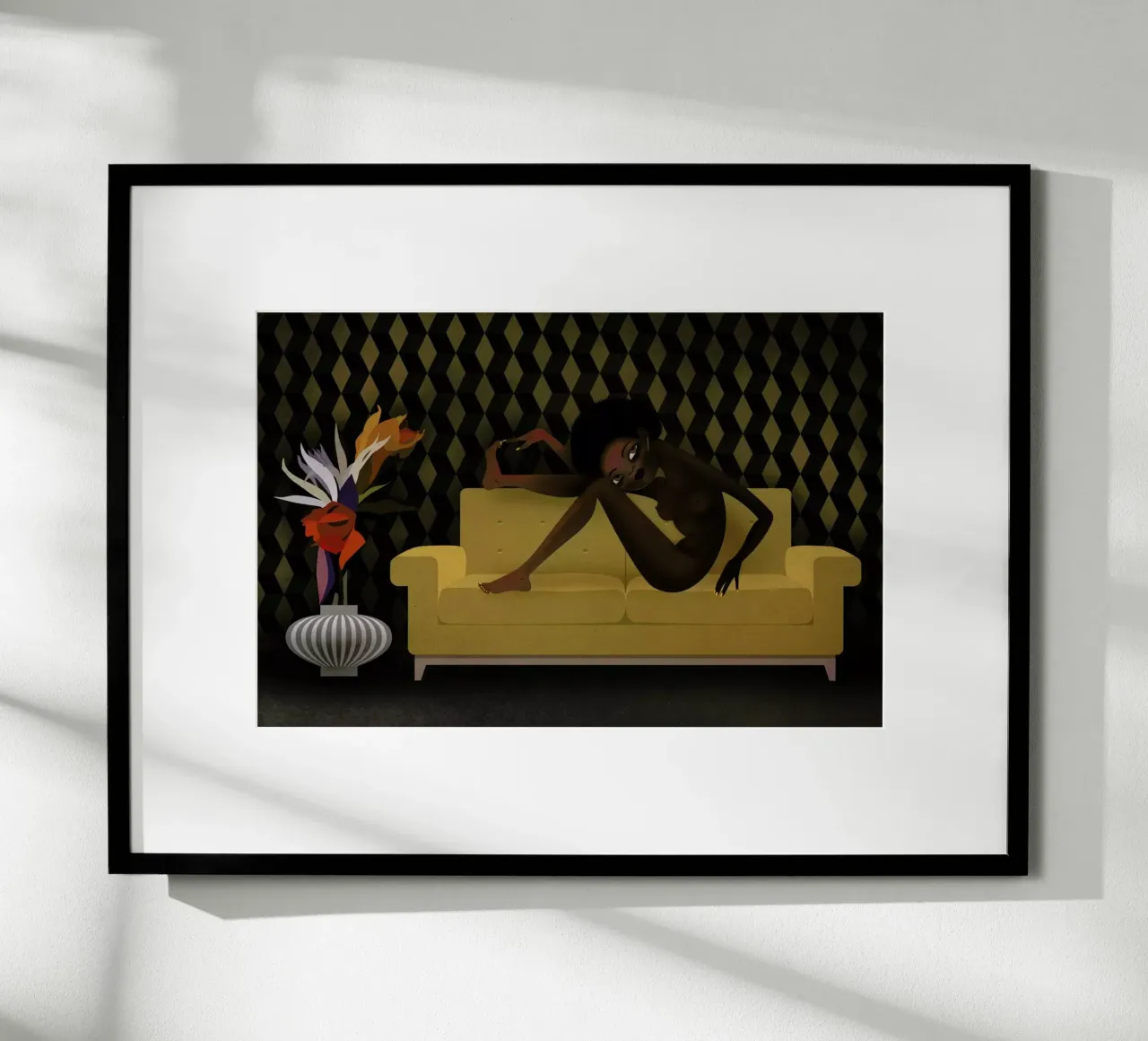 Yellow Sofa poster con telaio in plastica da Lesja Chernish