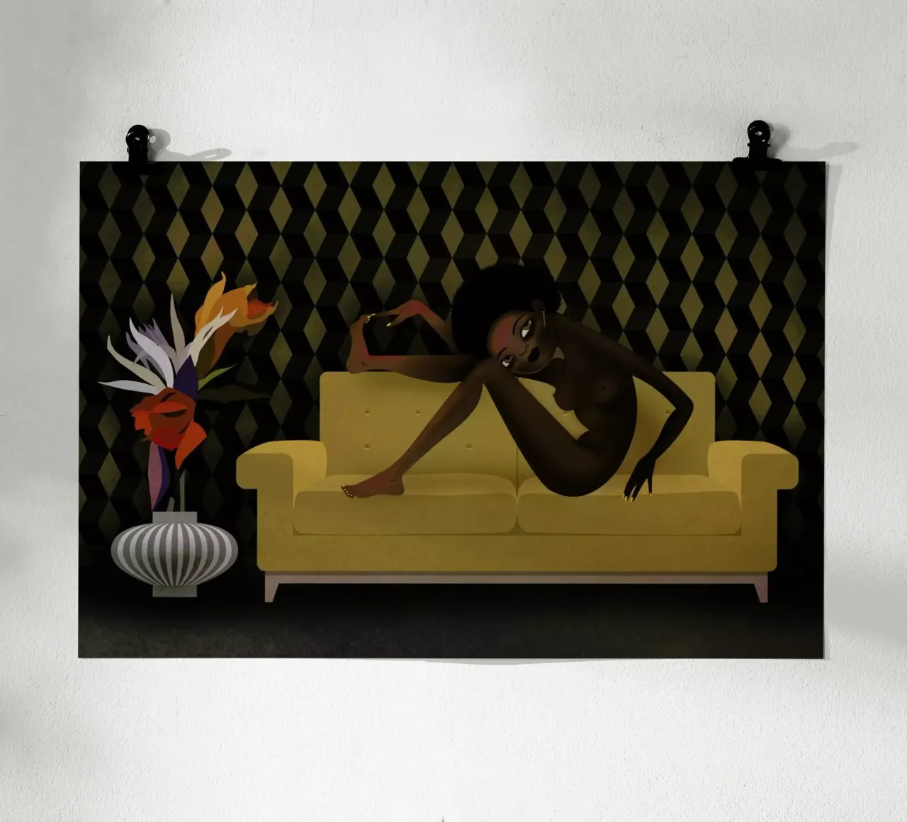 Yellow Sofa poster con telaio in plastica da Lesja Chernish
