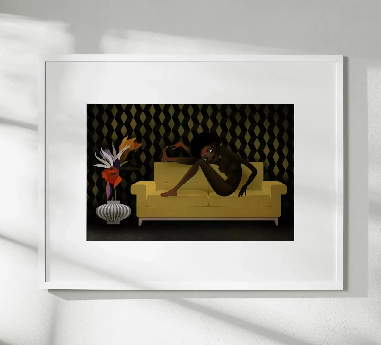 Yellow Sofa poster con telaio in plastica da Lesja Chernish