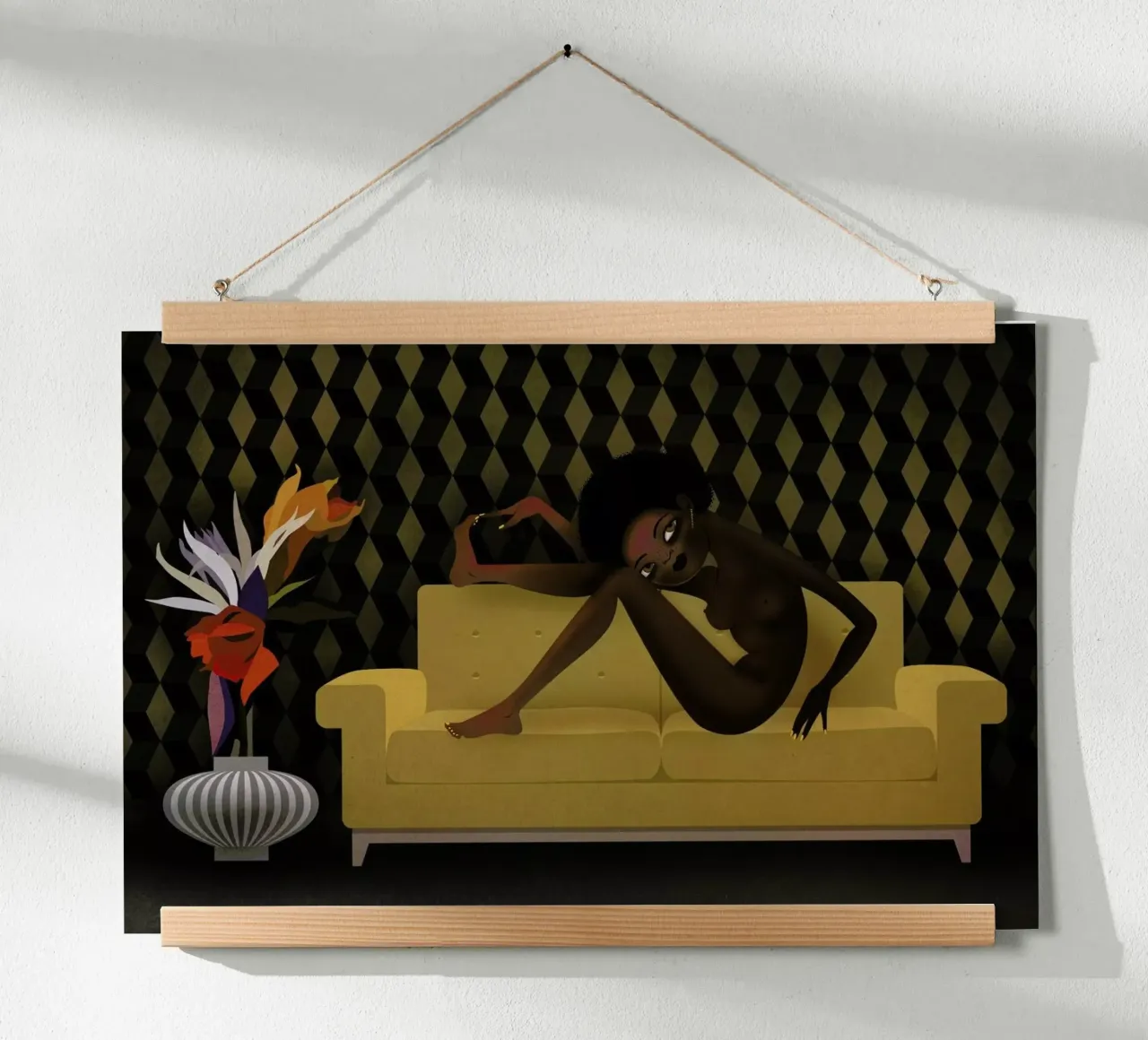 Yellow Sofa poster con telaio in plastica da Lesja Chernish
