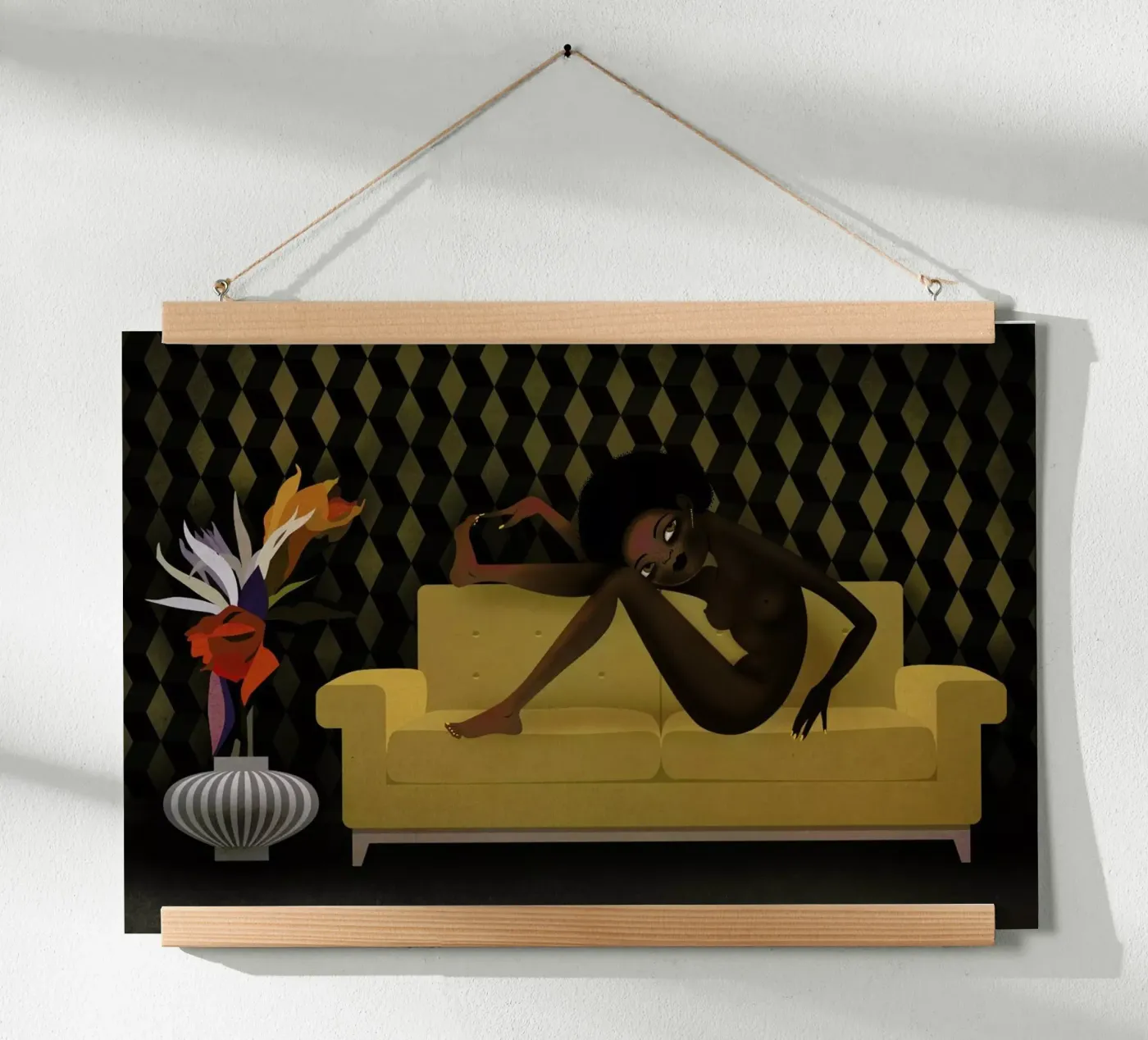 Yellow Sofa poster van Lesja Chernish