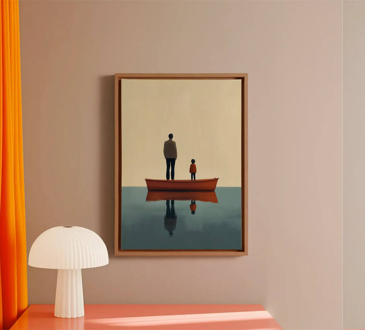 Vader en zoon canvas met Baklijst van Nikis Art Studio