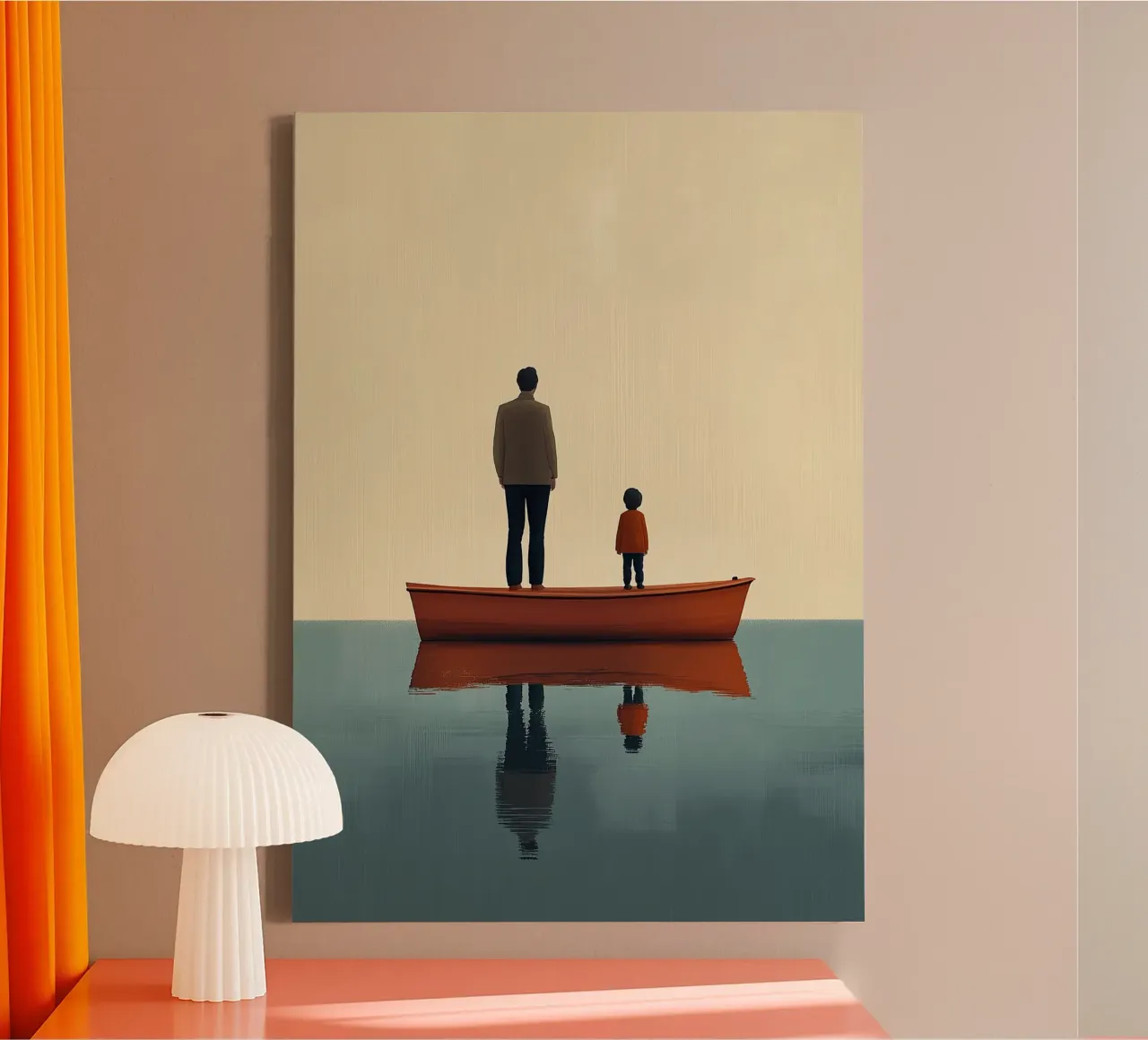 Vader en zoon canvas met Baklijst van Nikis Art Studio