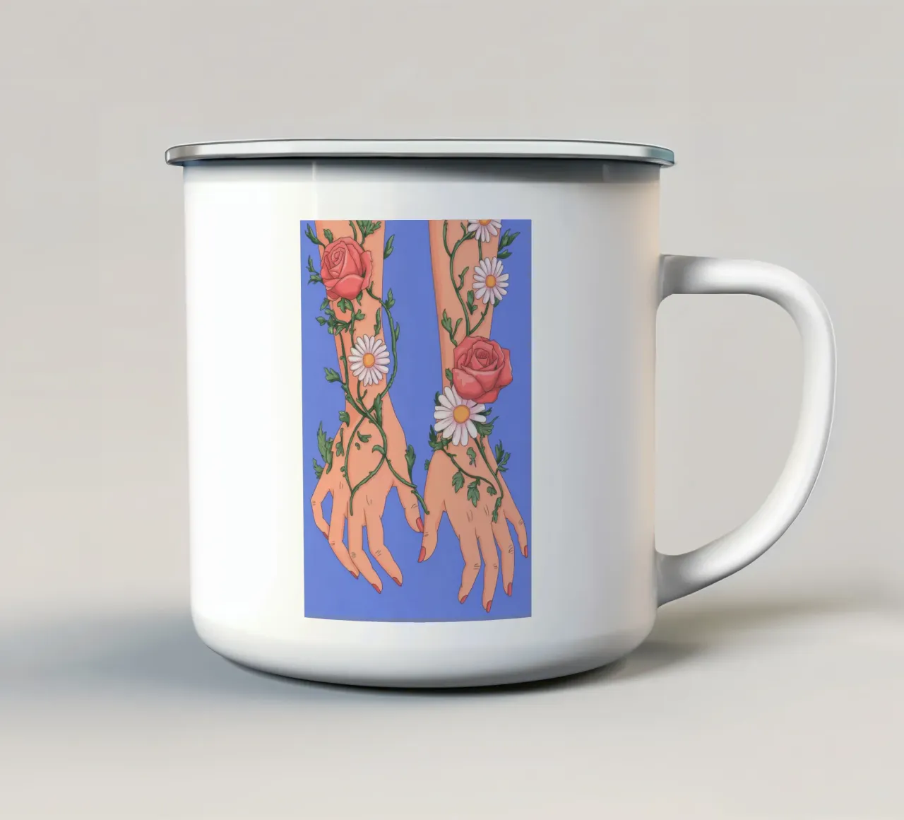 Braccia fiorite tazza in smalto da Demar Galleria