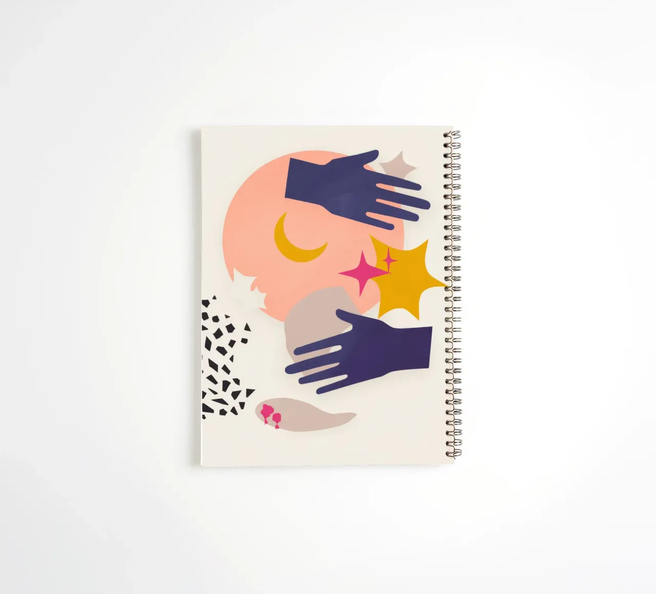 Hands and Moon spiral notebook by Demar Galleria