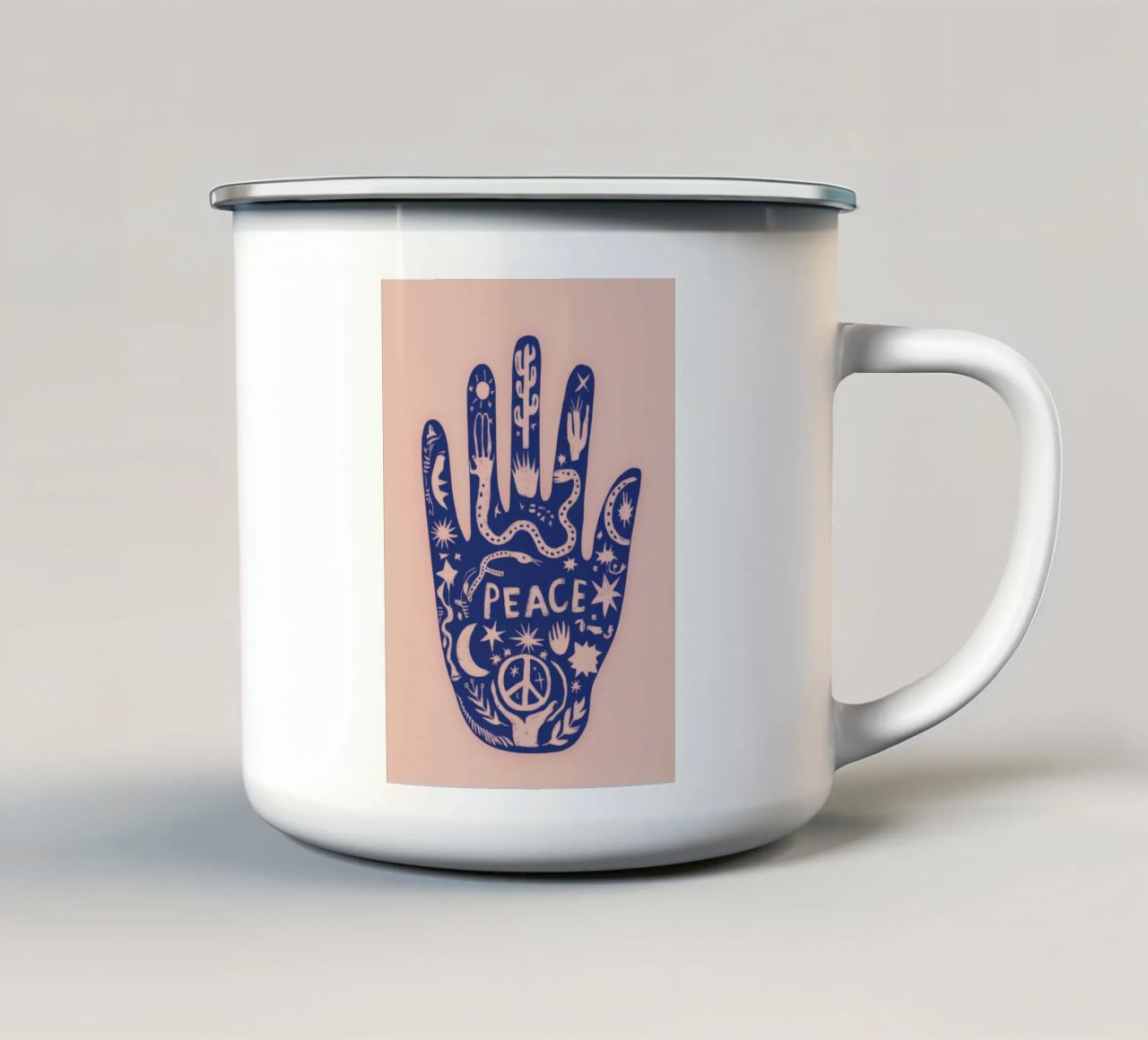 Mano di pace tazza in smalto da Demar Galleria