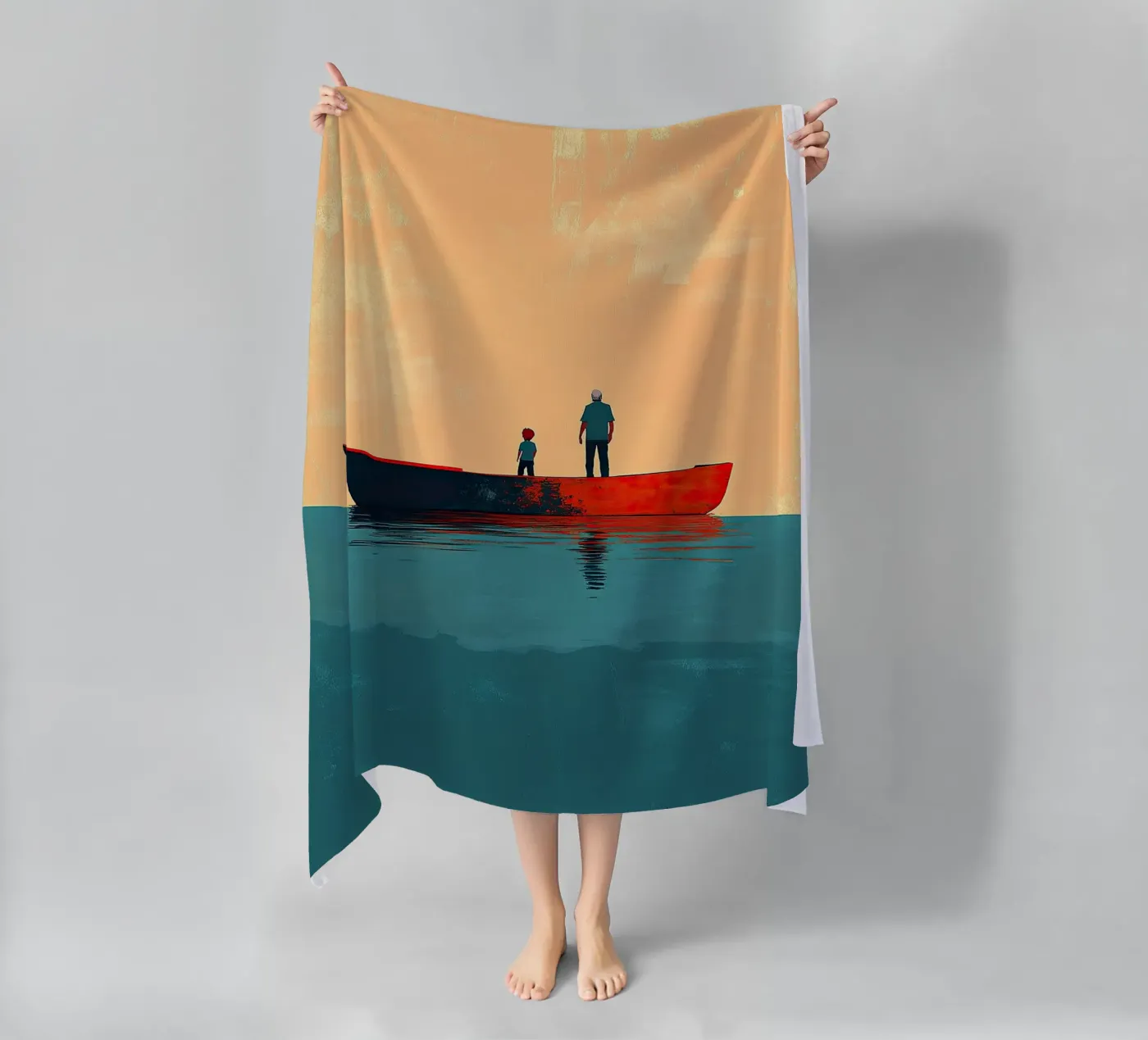 Vater und Sohn Strandtuch von Nikis Art Studio