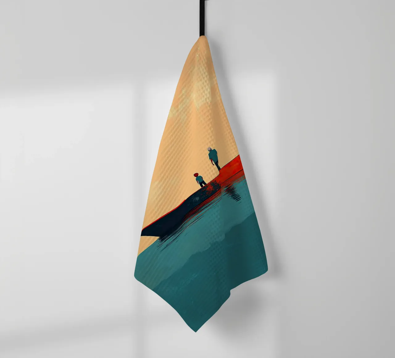 Vader en zoon theedoek van Nikis Art Studio