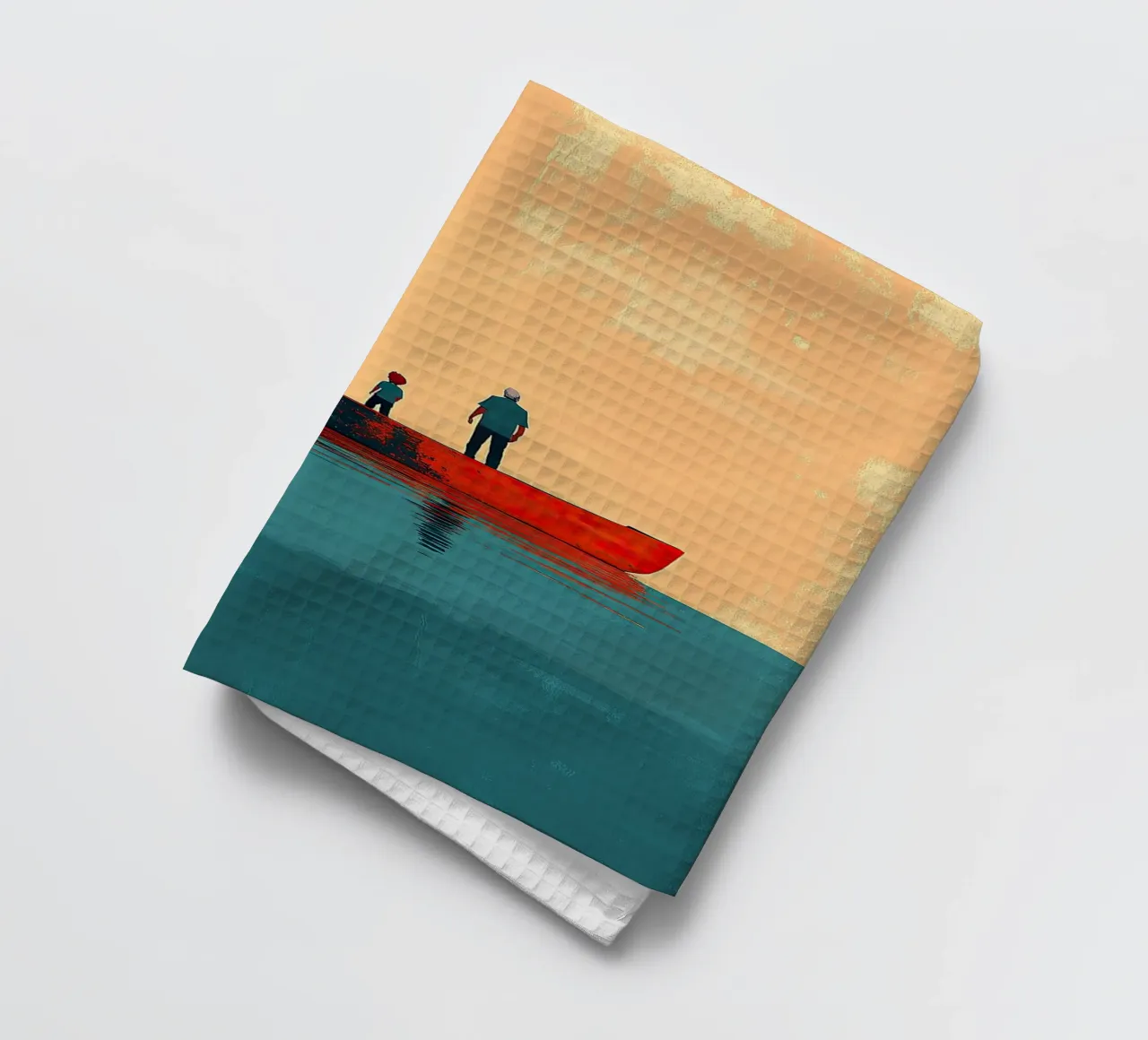 Vader en zoon theedoek van Nikis Art Studio